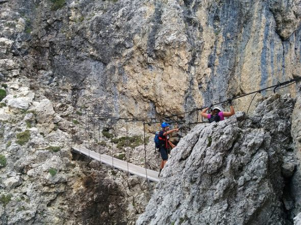 Pisciadù Klettersteig, die Hängebrücke